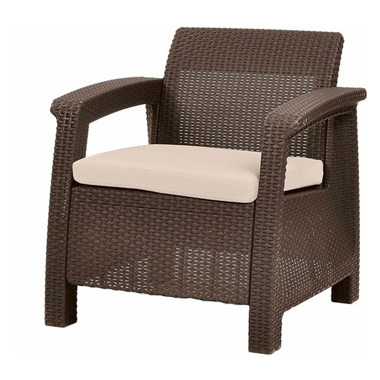 KETER CORFU RATTAN STYLE OUTDOOR ARMCHAIR BROWN | 214769 - HSDS Online