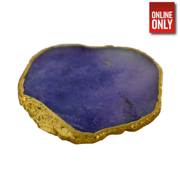 round purple marble gold coaster