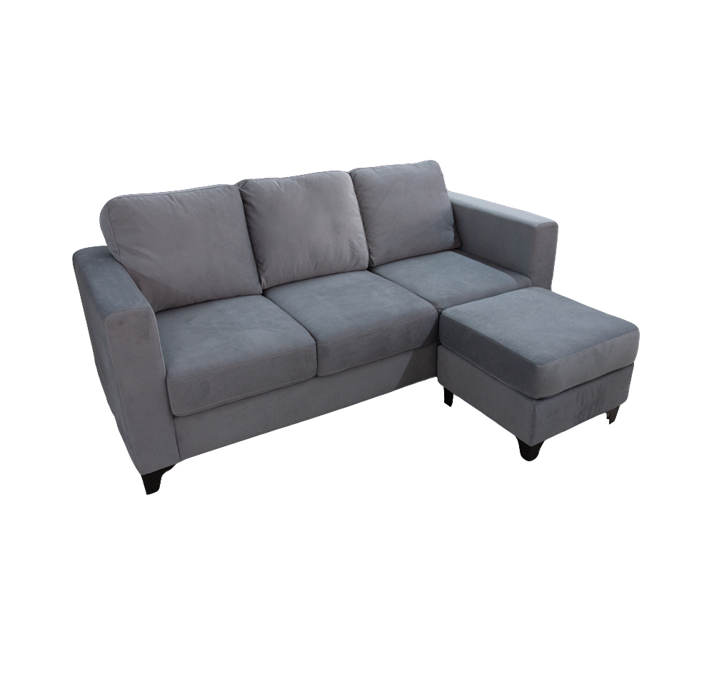 BURGOS SOFA 3 SEATER + LOUNGER FAUX LEATHER GRAY| 0074214+15 - HSDS Online