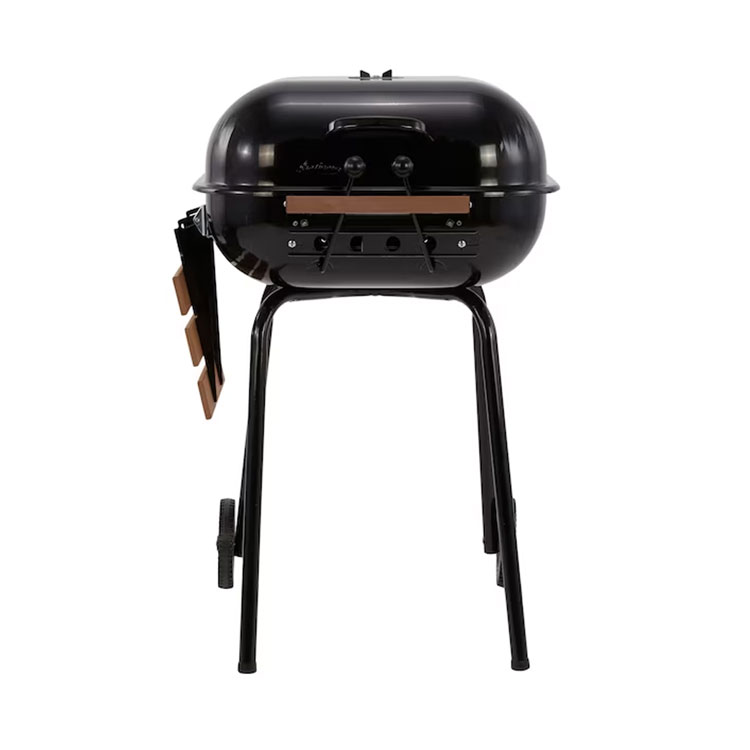 MECO AMERICANA SWINGER CHARCOAL BBQ GRILL WITH ONE SIDE TABLE BLACK ...